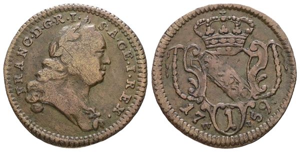 AUSTRIA. VIENNA. Francesco I (1745-1765). 1 pfennig 1759. Cu; 2.31gr; KM 2001; BB