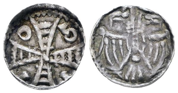 BELGIO. BRABANTE. Enrico II-III (1235-1261). Denier, penning. Ag; 0,65gr; Witte 181; Raro; SPL