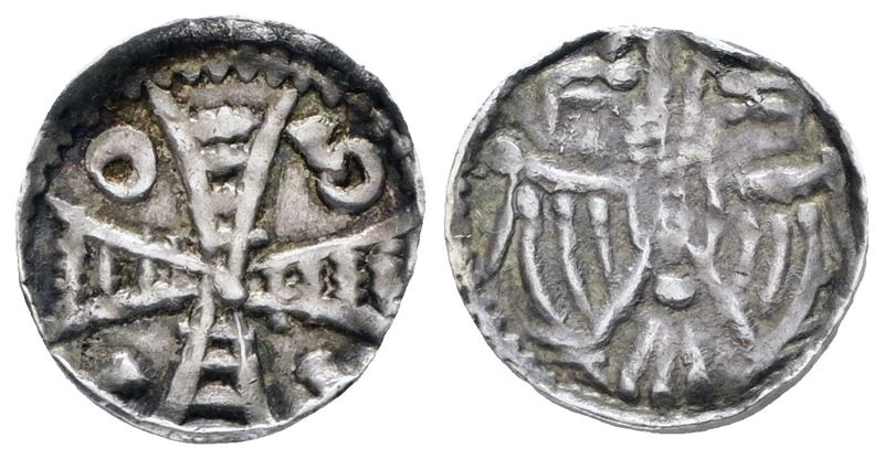 BELGIO. BRABANTE. Enrico II-III (1235-1261). Denier, penning. Ag; 0,65gr; Witte 181; Raro; SPL