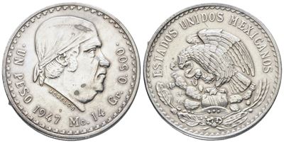 Messico, Moneta da 1 Peso 1947 in Argento