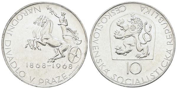 CECOSLOVACCHIA. 10 corone 1968. Ag; 12gr; KM 63; FDC