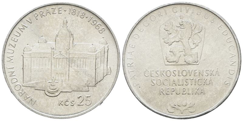 CECOSLOVACCHIA. 25 corone 1968. Ag; 16gr; KM 64; FDC