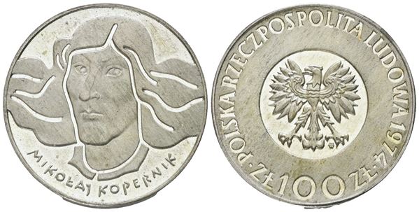 POLONIA. 100 zlotych 1974 "Copernico". Ag; 16,5gr: Y 68; FDC