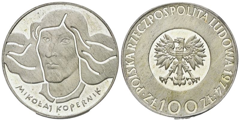 Polonia. 100 Zlotych 1974 "copernico". Ag; 16,5gr: Y 68; Fdc