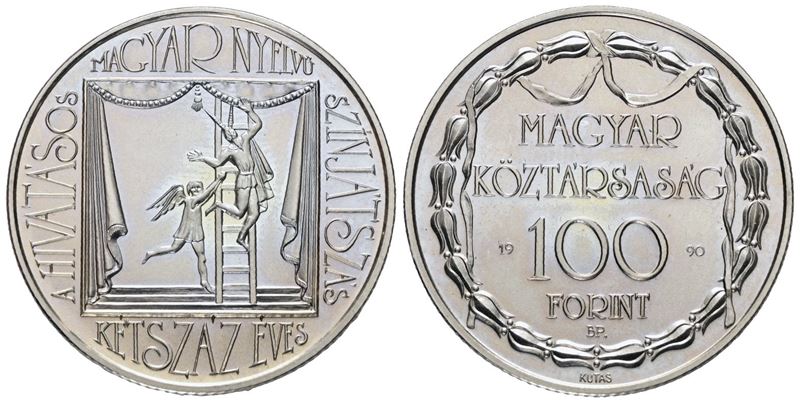 Ungheria, 100 forint 1990, Nichel; 12g; KM 701