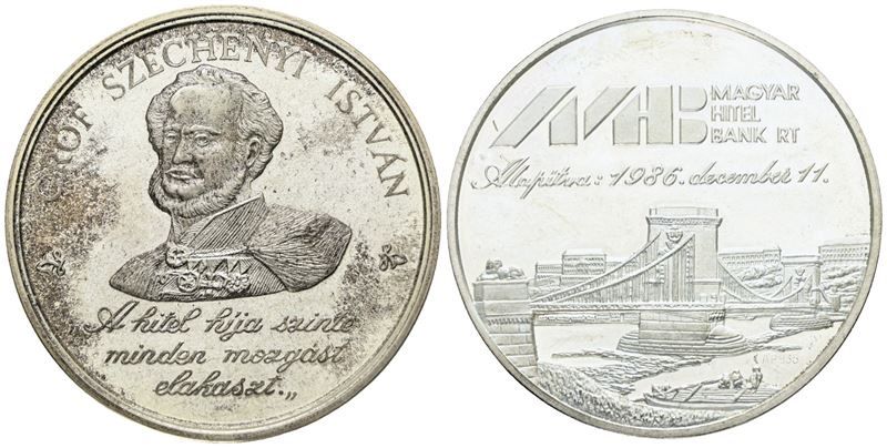 Ungheria, Medaglia commemorativa per il conte Istvan Széchenyi, 1986