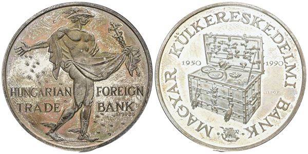 UNGHERIA. Medaglia 1990 Hungarian Foreign Trade Bank. Ag 925; ...gr; ,,mm; FDC