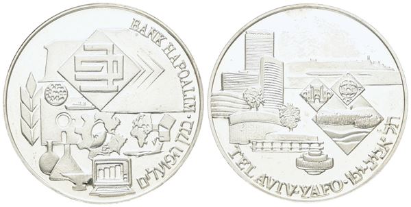 ISRAELE. Medaglia 1990 Banca Hapoalim di Tel Aviv. Ag 935; 22gr; 34mm; PROOF