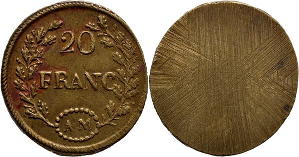 FRANCIA - Peso monetale 20 Franchi Ø: 22 mm. - BR Borz. 139. SPL-FDC