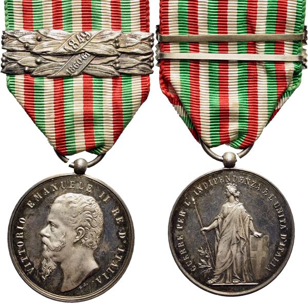 SAVOIA - V.Emanuele II Re d'Italia Medaglia 1865 Guerre d' Indipendenza e Unità. 32mm. Ag R. Bramb. 298.. FDC