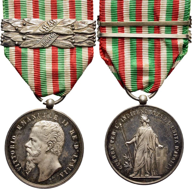 Savoia, Vittorio Emanuele II, Medaglia commemorativa 1865, Guerre d'Indipendenza e Unità, Argento...