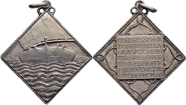SAVOIA - V. Emanuele III (1900-1943) - Medaglia - 1921 Congresso nazionale navigazioneØ: 40 mm. - (AG g. 13,2) RR. FDC