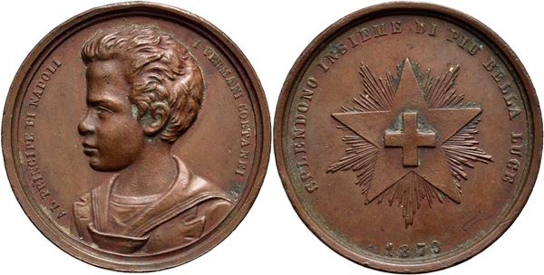 SAVOIA - V. Emanuele III - Medaglia1879 - Al Principe di Napoli i fermani Ø: 34 mm. - (AE g. 20,35) R. SPL+