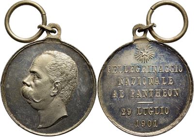 SAVOIA, Medaglia di V.Emanuele III - Pellegrinaggio alla tomba di Umberto I, 1901, 30mm, MB 14,55...