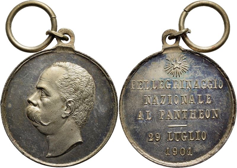 SAVOIA, Medaglia di V.Emanuele III - Pellegrinaggio alla tomba di Umberto I, 1901, 30mm, MB 14,55...