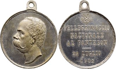 Savoia, Vittorio Emanuele III - Medaglia commemorativa del pellegrinaggio alla tomba di Umberto I...