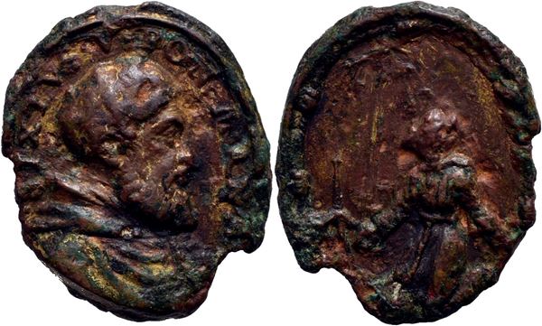 STATO PONTIFICIO. Sisto V (1585-1590) - Medaglia - (AE g. 3,27) RRR mm. 15x19. BB+