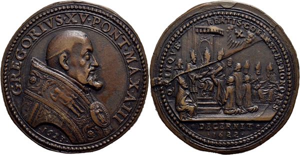 STATO PONTIFICIO. Gregorio XV (1621-1623)  Medaglia 1623 A. III - CanonizzazionI.  Ø: 35 mm. - AE R Miselli 138. SPL