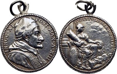 Innocenzo XI, Medaglia del 1689, RRR Bart. 689, Hamerani 37mm Ag 25g