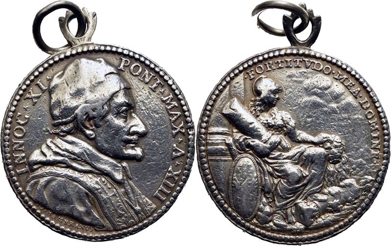Innocenzo XI, Medaglia del 1689, RRR Bart. 689, Hamerani 37mm Ag 25g