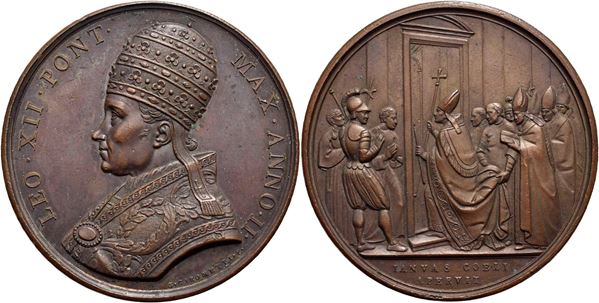 STATO PONTIFICIO. Leone XII (1823-1829) - Medaglia - A. II - (AE g. 34) RR Mont. 12. qFDC