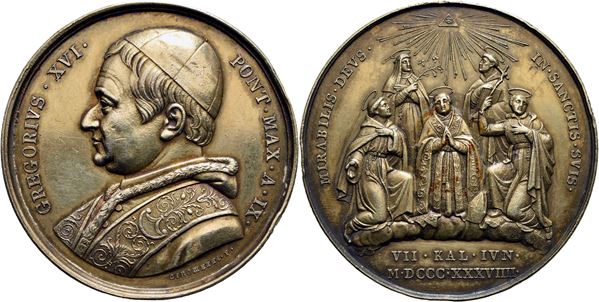 STATO PONTIFICIO. Gregorio XVI (1831-1846). Medaglia - A. IX - AG R Mont. 24 Colpetti - Tracce di antica doratura. SPL