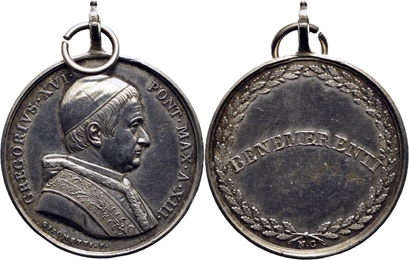 Gregorio XVI, Medaglia A. XIII Benemerenti, 1831-1846, Opus: Girometti, Ø: 33 mm