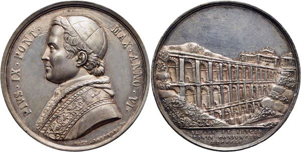 STATO PONTIFICIO. Pio IX (1846-1878). Medaglia - A. VI - AG RR Mont. 38 Ex Baranowsky 2000. qFDC