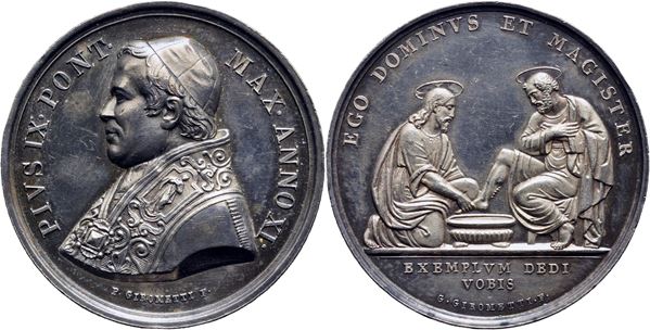 STATO PONTIFICIO. Pio IX (1846-1878). Medaglia - A. XI - Lavanda  Ø: 32 mm. - AG. FDC