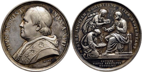 STATO PONTIFICIO. Pio IX (1846-1878). Medaglia - A. XVII - AG Mont. 49 Ex Bernardi 1974. qFDC