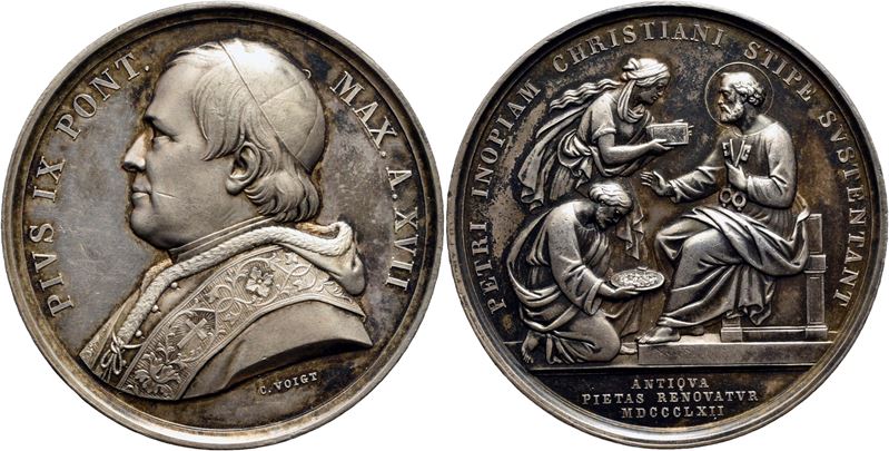 Pio IX, Medaglia commemorativa - A. XVII - Ag 49, Ex Bernardi 1974