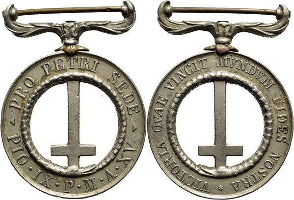 STATO PONTIFICIO. Pio IX (1846-1878). Medaglia A. XV - Pro Petri Sede 39 mm. AE arg. 22,6g. RR SPL