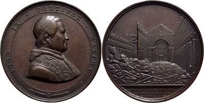 Pio IX, Medaglia commemorativa per l'incendio della Basilica di San Paolo, 1823