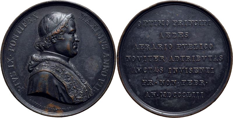 Pio IX, Medaglia commemorativa per la Visita al Ministero delle Finanze (1853)