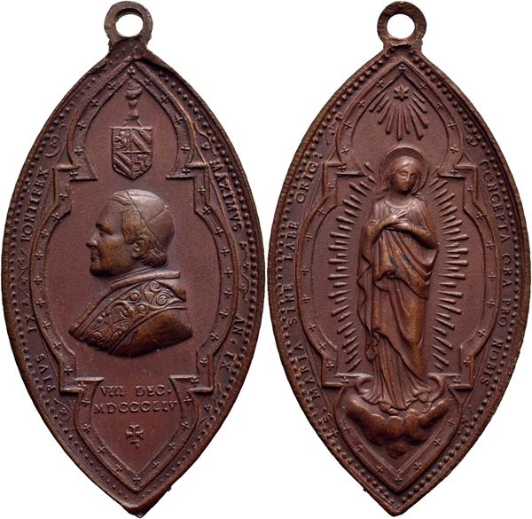 STATO PONTIFICIO. Pio IX (1846-1878). Medaglia 1854 Dogma Immacolata concezione (AE g. 11,6) mm. 26x45  FDC