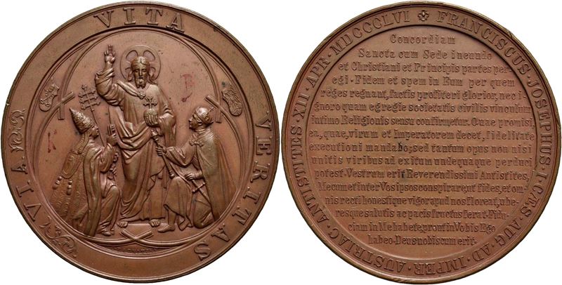 Pio IX, Medaglia commemorativa del Messaggio di Francesco Giuseppe, 1856