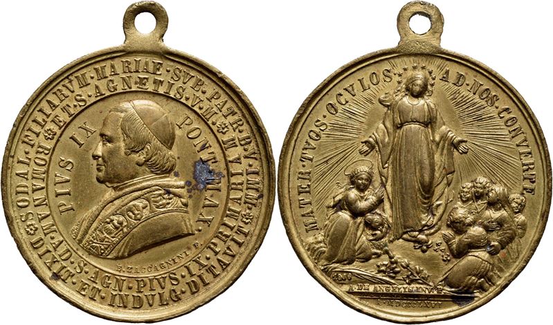 Pio IX, Medaglia commemorativa del 1866 per le Figlie di Maria, Ø 34 mm (AE g. 16,67)