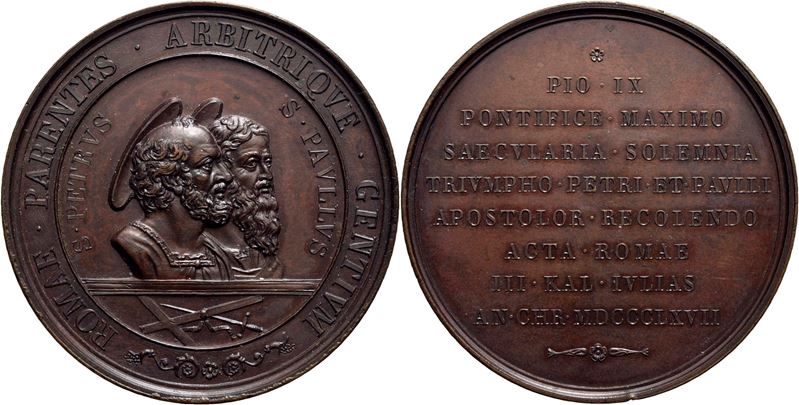 Pio IX, Medaglia commemorativa del 18° Centenario del martirio di Pietro e Paolo, 1867