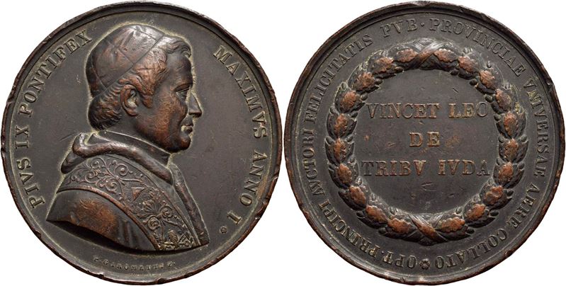 Pio IX, Medaglia di Elezione al Pontificato (1846-1878), Bronzo Ø: 57 mm