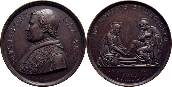 STATO PONTIFICIO. Pio IX (1846-1878). Medaglia A. X La lavanda dei piedi Ø: 32 mm. - AE. qFDC