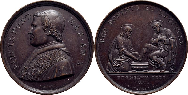 Pio IX, Medaglia commemorativa A. X La lavanda dei piedi, 1846-1878