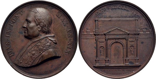 STATO PONTIFICIO. Pio IX (1846-1878). Medaglia A. XIX AE Mont. 83 Ex Bernardi 1998. SPL-FDC