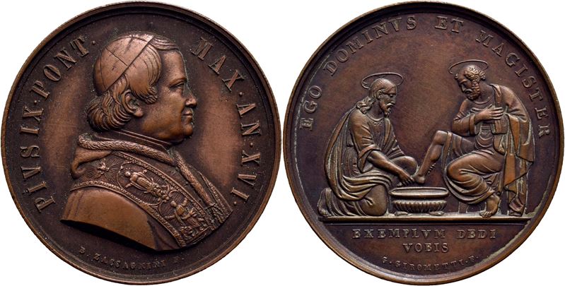 Pio IX, Medaglia commemorativa del Pontificato (1846-1878) - A. XVI - Lavanda Ø: 32 mm - AE qSPL