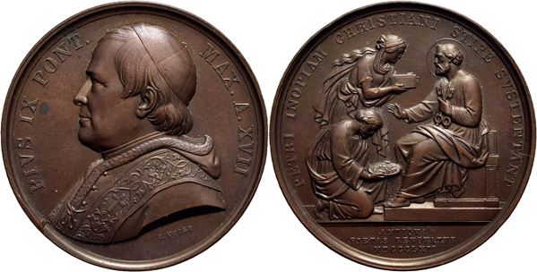 STATO PONTIFICIO. Pio IX (1846-1878). Medaglia - A. XVII - AE Mont. 81 Ex Bernardi 1998. FDC