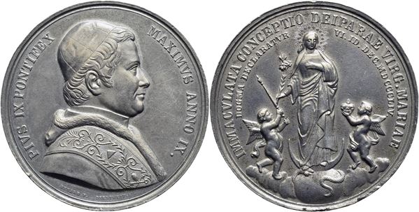 STATO PONTIFICIO. Pio IX (1846-1878). Medaglia - 1854 - Dogma dell' Immacolata concezione  Ø: 41 mm. - (MB g. 26) qFDC