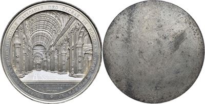 Pio IX, Medaglia commemorativa per la ricostruzione della basilica del 1854