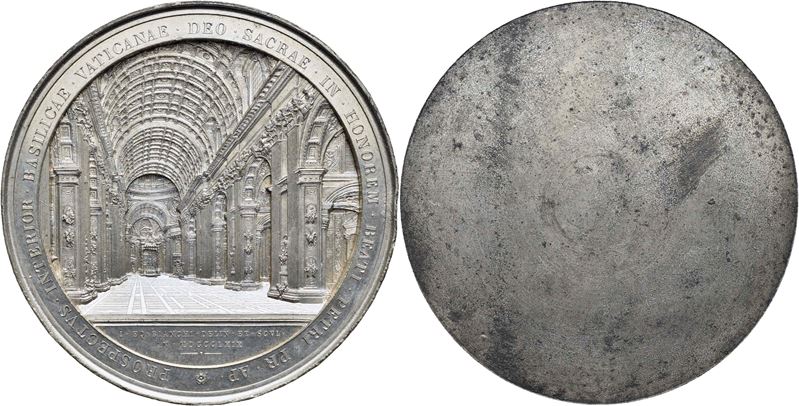 Pio IX, Medaglia commemorativa per la ricostruzione della basilica del 1854