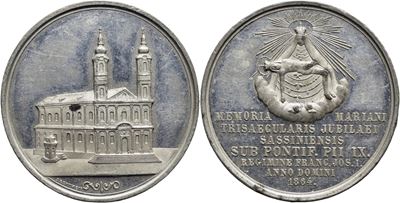 Pio IX, Medaglia commemorativa 1864 - Madonna di Sasvar, Ø 41 mm, MB g. 24,1