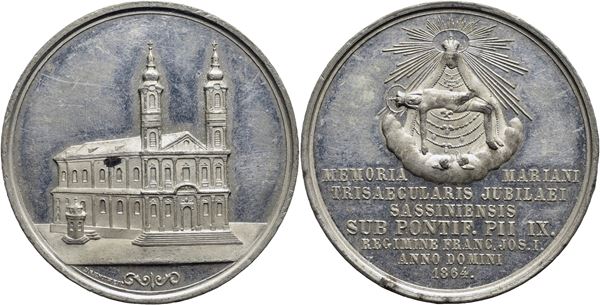 STATO PONTIFICIO. Pio IX (1846-1878). Medaglia 1864 A. XIX 300° Madonna di Sasvar  Ø: 41 mm. - (MB g. 24,1) R . qFDC