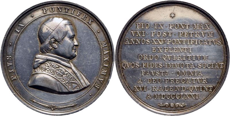 Pio IX, Medaglia XXV° del Pontificato, 1871, Ø 50 mm
